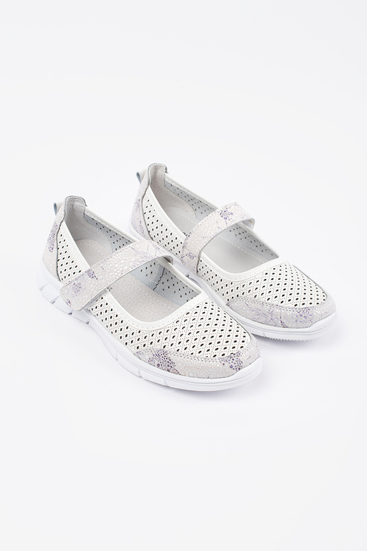 INhite color ballerinas sports leather