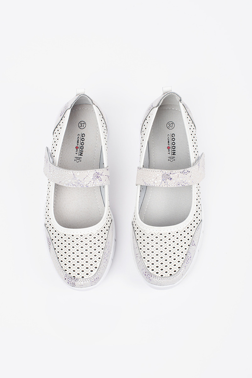 INhite color ballerinas sports leather