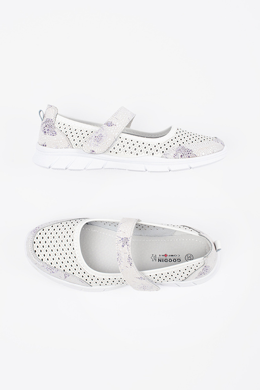 INhite color ballerinas sports leather