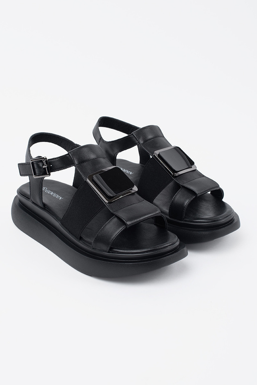 black leather elegant sandals Inith...
