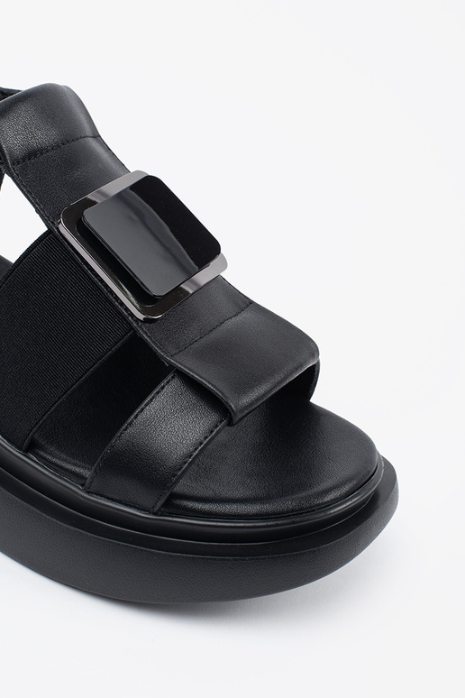 black leather elegant sandals Inith...