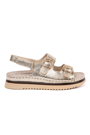 gold color sandals ze...