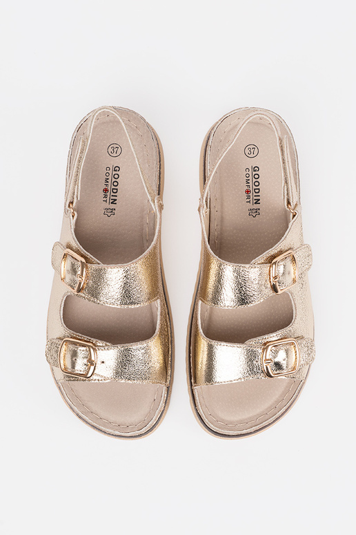gold color sandals ze goldenmi...