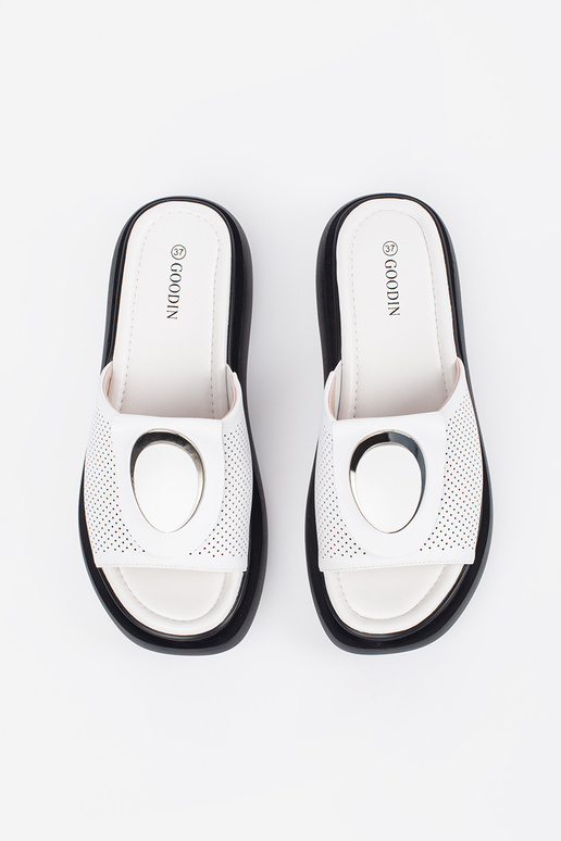 INhite-black comfortable slippers...