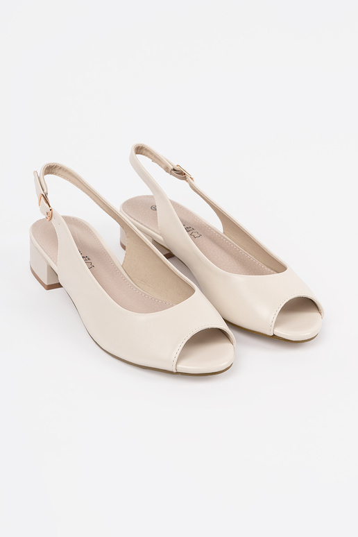 ivory elegant sandals on a loIn heel