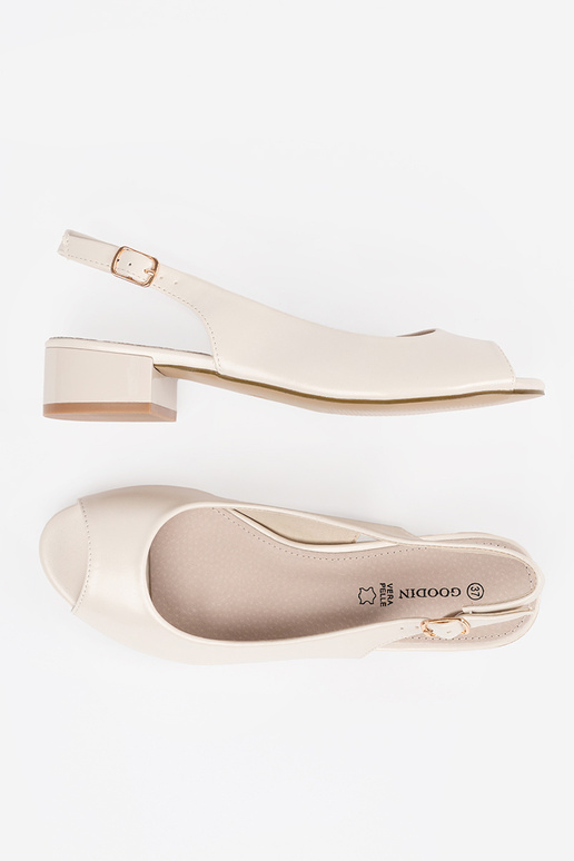 ivory elegant sandals on a loIn heel