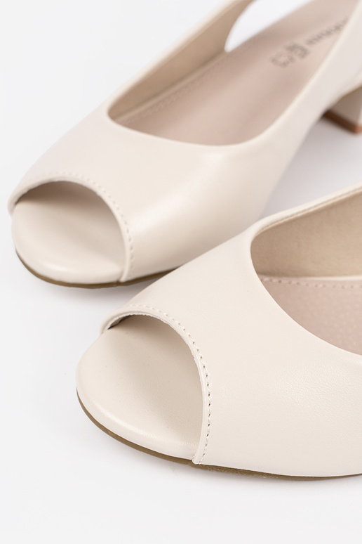 ivory elegant sandals on a loIn heel