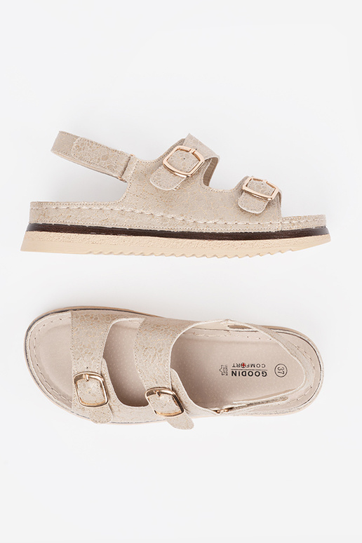 beige sandals ze goldenmi elementami