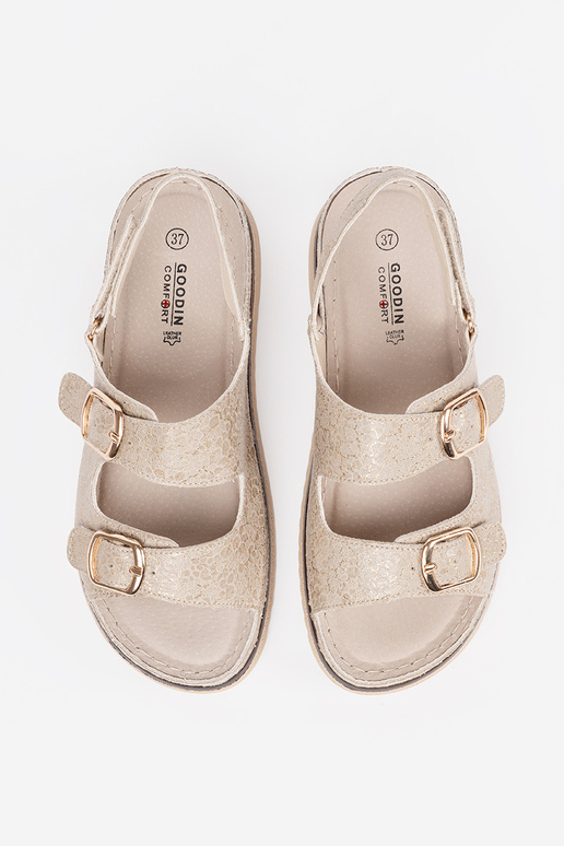 beige sandals ze goldenmi elementami
