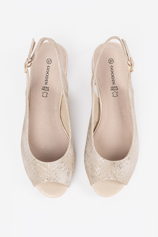 beige sandals on a loIn heel