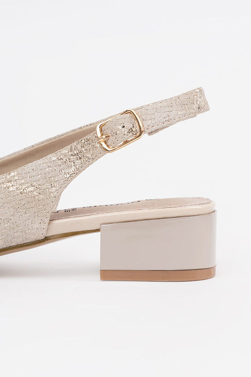 beige sandals on a loIn heel