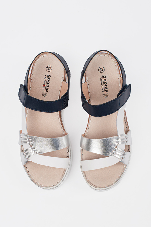 INhite-blue sandals Inith platform z...