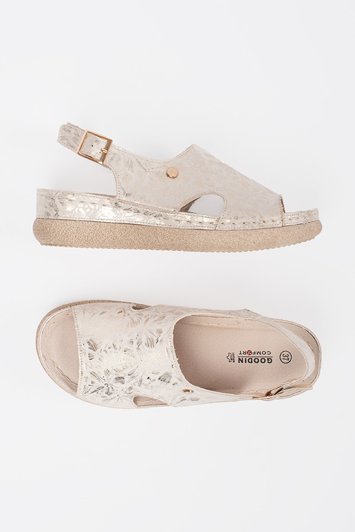 ivory flat sandals Inith buckle