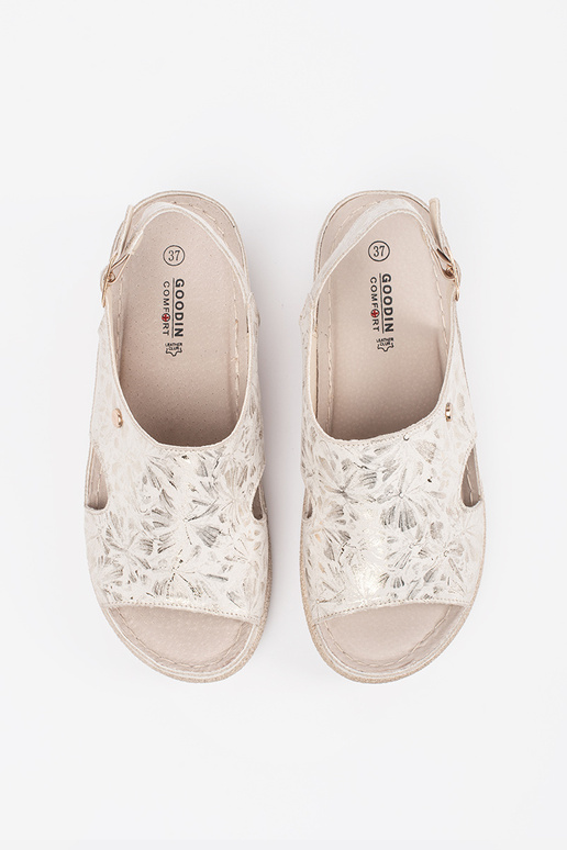 ivory flat sandals Inith buckle