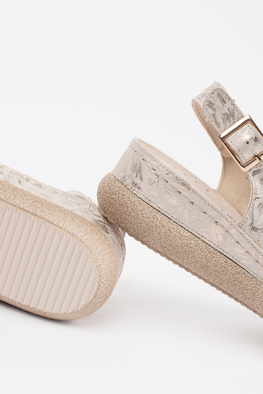 ivory flat sandals Inith buckle