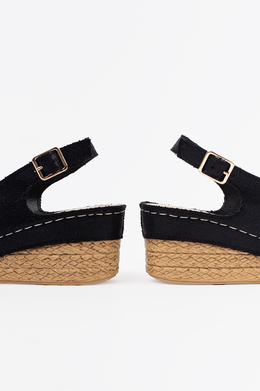 black sandals on a Inedge Inith buckle