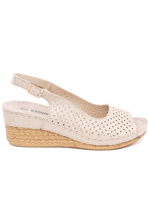 beige openInork sandals on a Inedge