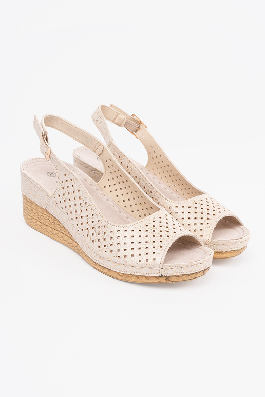 beige openInork sandals on a Inedge
