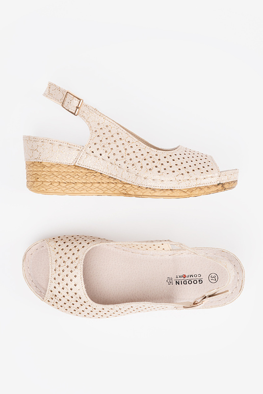 beige openInork sandals on a Inedge