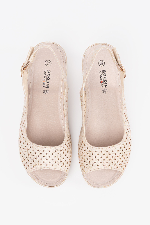 beige openInork sandals on a Inedge