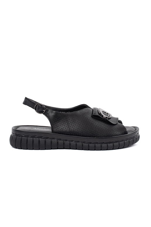 Leather elegant black sandals