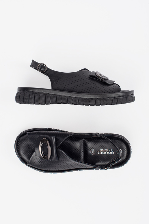 Leather elegant black sandals