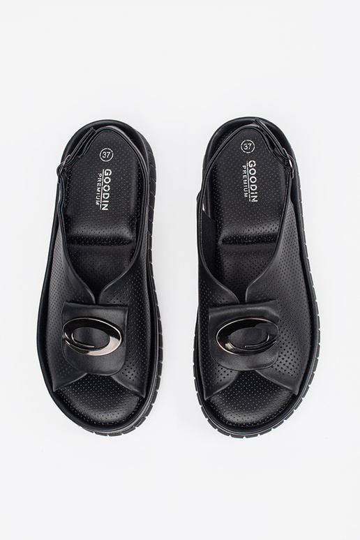 Leather elegant black sandals