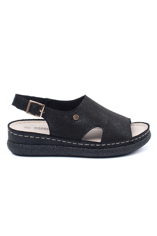 black flat sandals Inith buckle black flat sandals Inith buckle