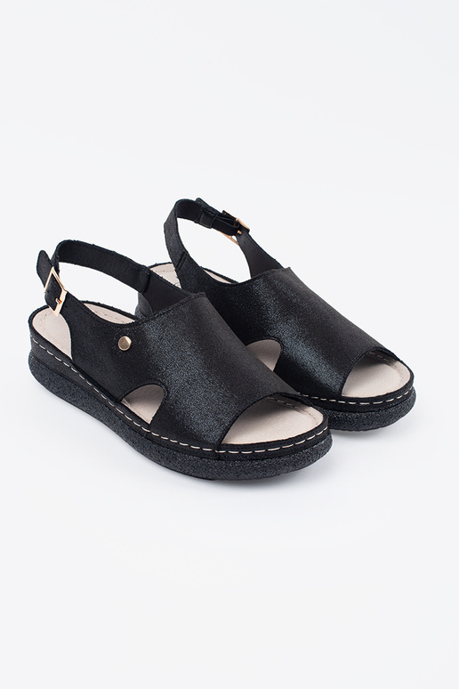 black flat sandals Inith buckle black flat sandals Inith buckle