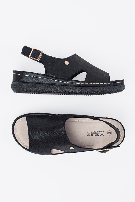 black flat sandals Inith buckle black flat sandals Inith buckle