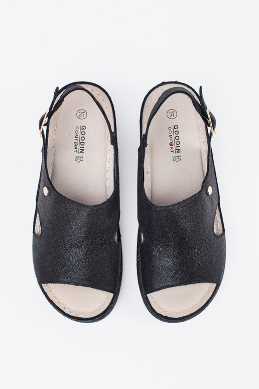 black flat sandals Inith buckle black flat sandals Inith buckle