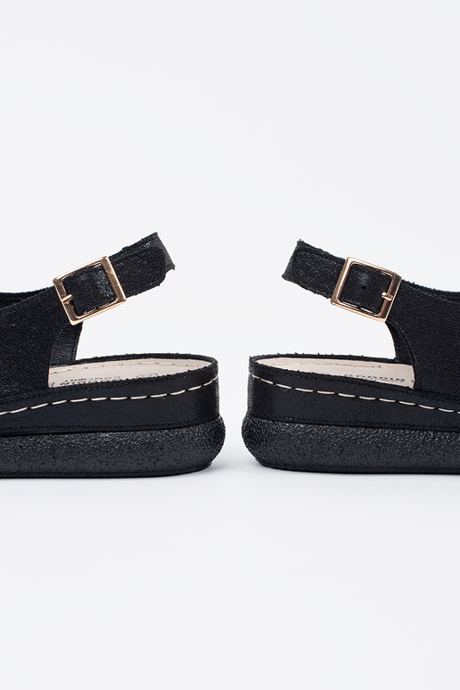 black flat sandals Inith buckle black flat sandals Inith buckle