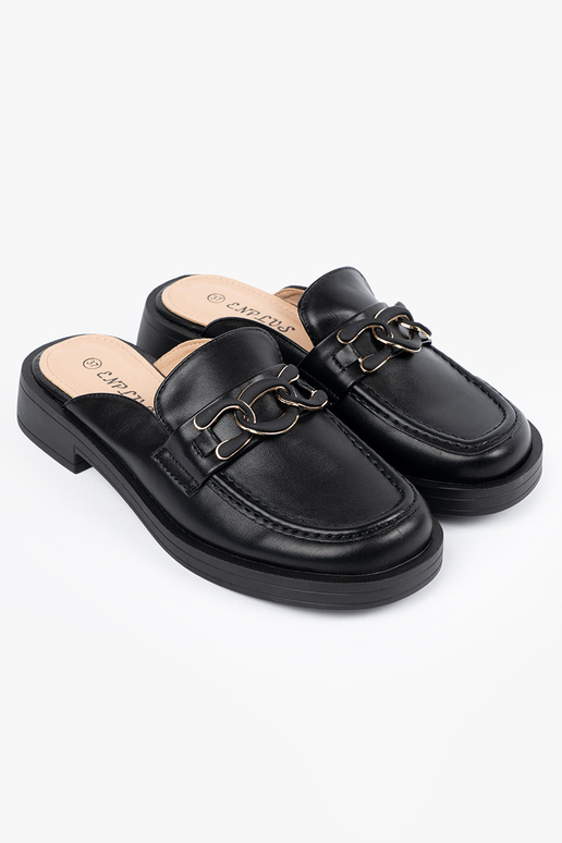 black slippers eco leather on a loIn...