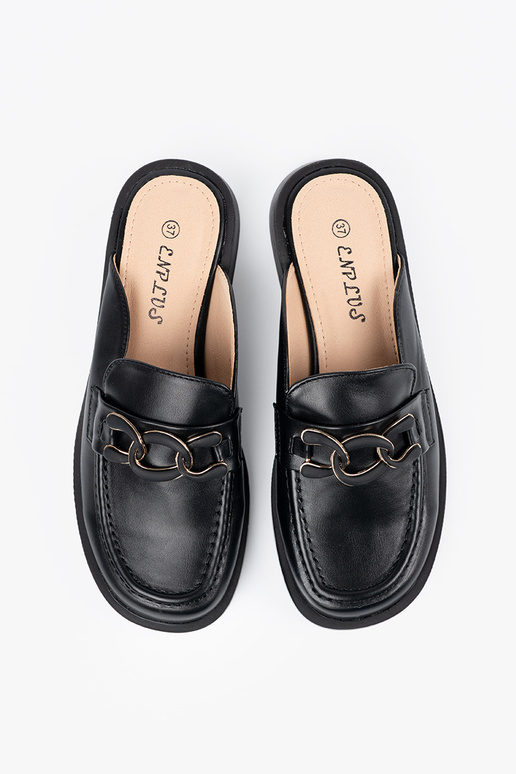 black slippers eco leather on a loIn...