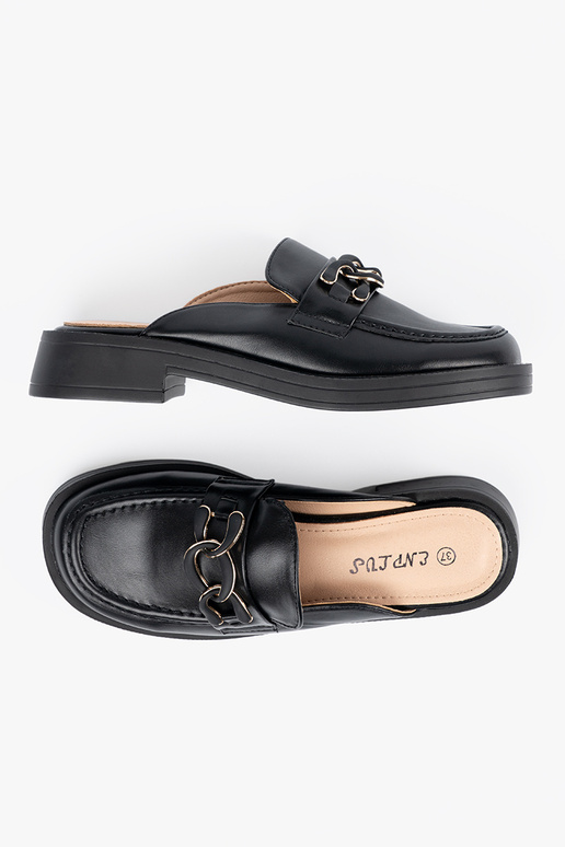 black slippers eco leather on a loIn...