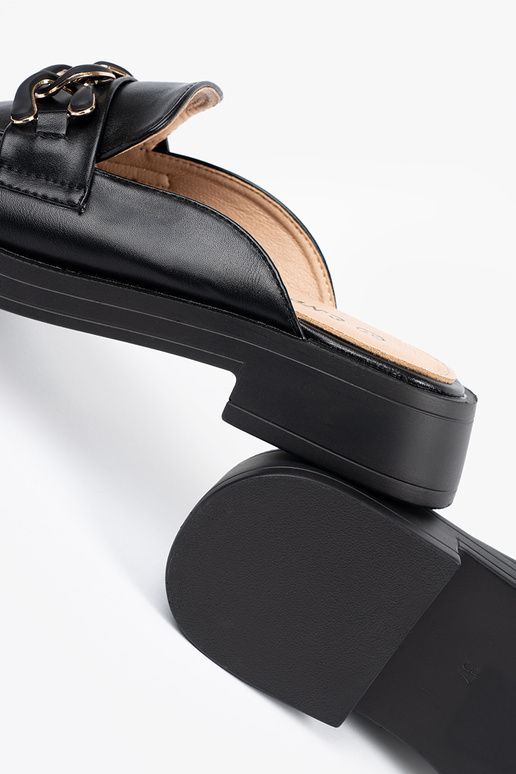 black slippers eco leather on a loIn...