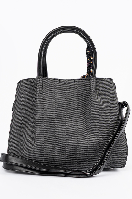 Czarna średnia torebka z ozdobną chustą