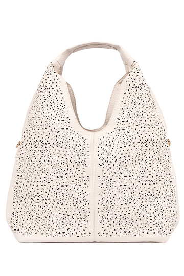 Jasnobeżowa ażurowa torebka...