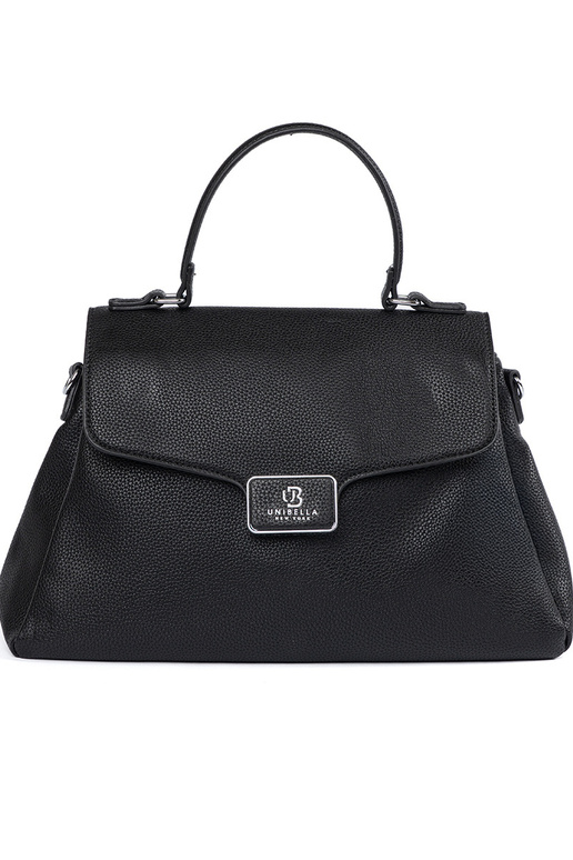 Handbag black trunk z rączką i paskiem