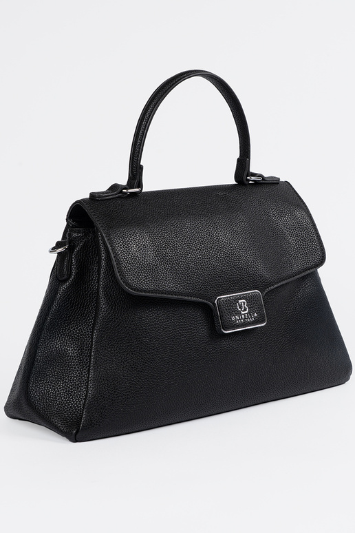 Handbag black trunk z rączką i paskiem