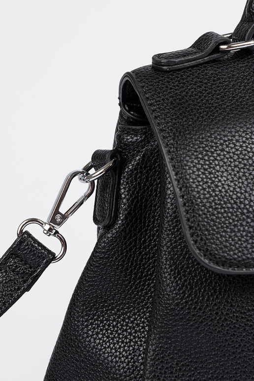 Handbag black trunk z rączką i paskiem