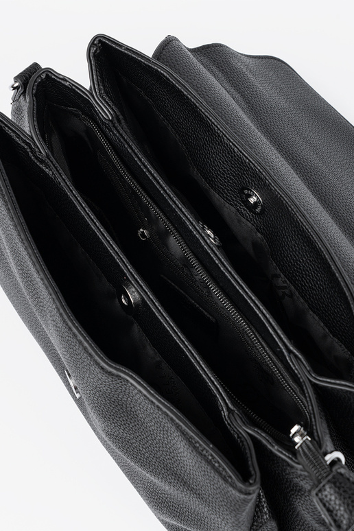 Handbag black trunk z rączką i paskiem