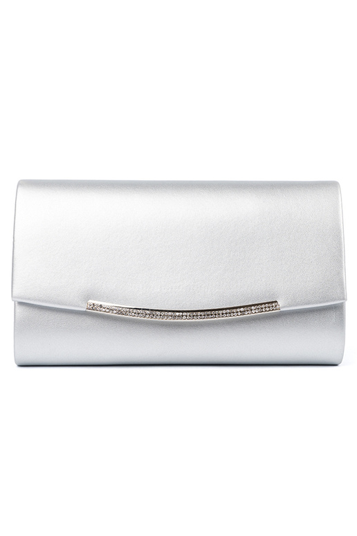 silver color clutch bag Inith chain