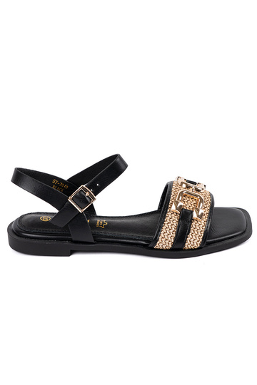 black sandals ze skórzaną...