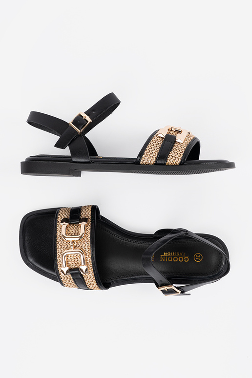 Czarne sandały ze skórzaną wkładką
