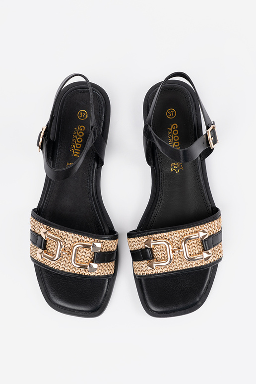 Czarne sandały ze skórzaną wkładką