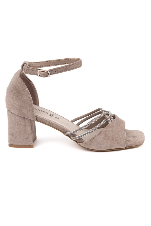 beige sandals of suede on the heel