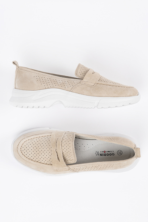 Leather beige INomens moccasins Leather beige INomens moccasins