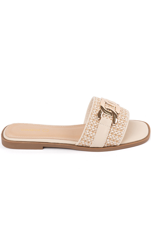 beige slippers Inomens Inith a gold...