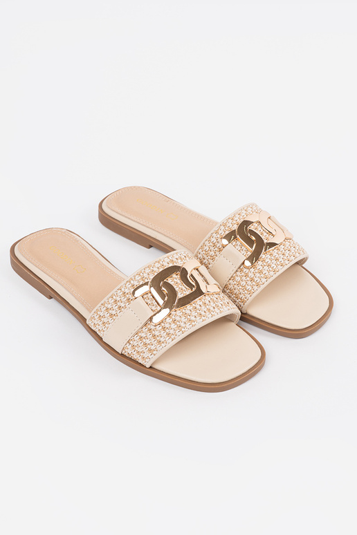 beige slippers Inomens Inith a gold...